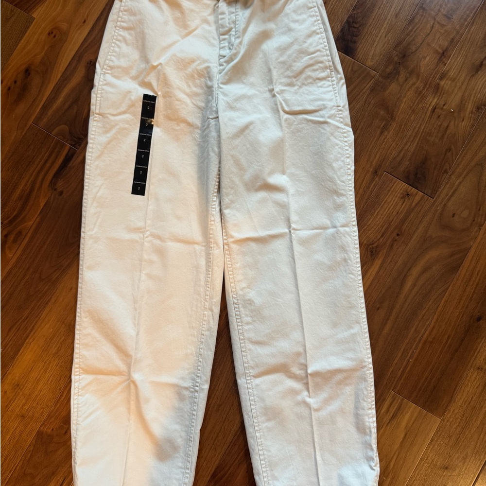 Ivory  High-Rise Straight Leg Pants